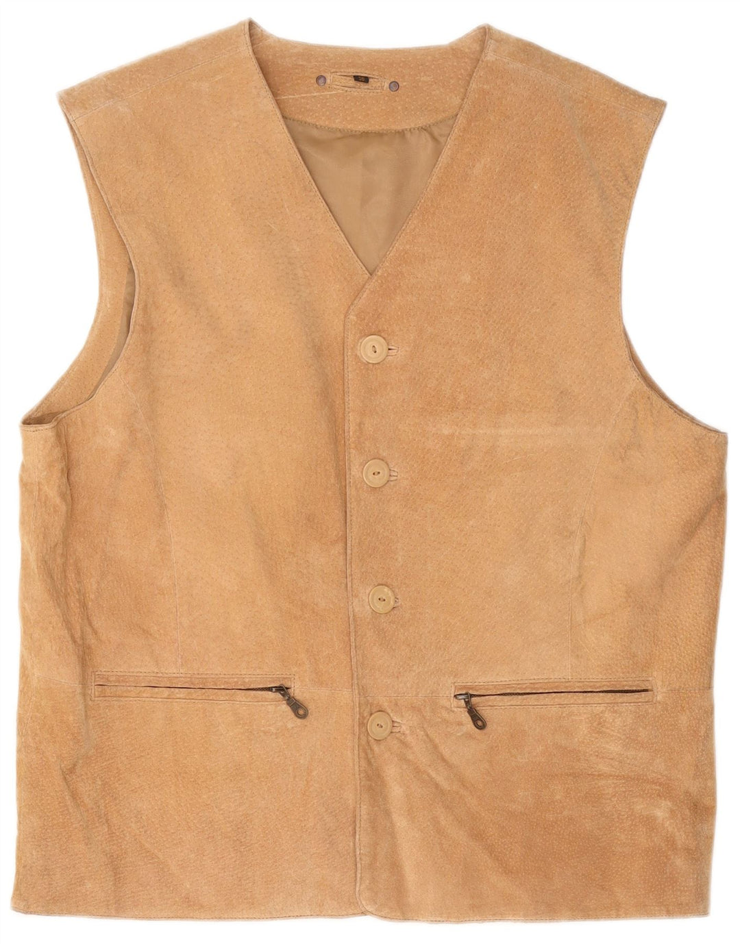 VINTAGE Ανδρικό Suede Gilet IT 56 3XL Beige Leather
