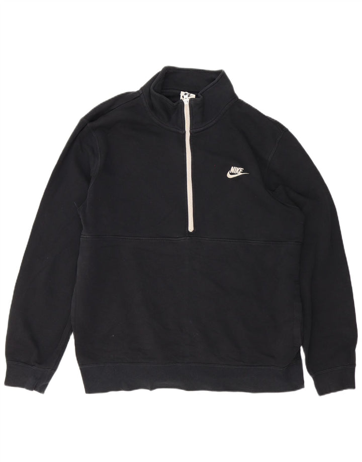 Ανδρικό φούτερ Nike με φερμουάρ, μαύρο βαμβακερό