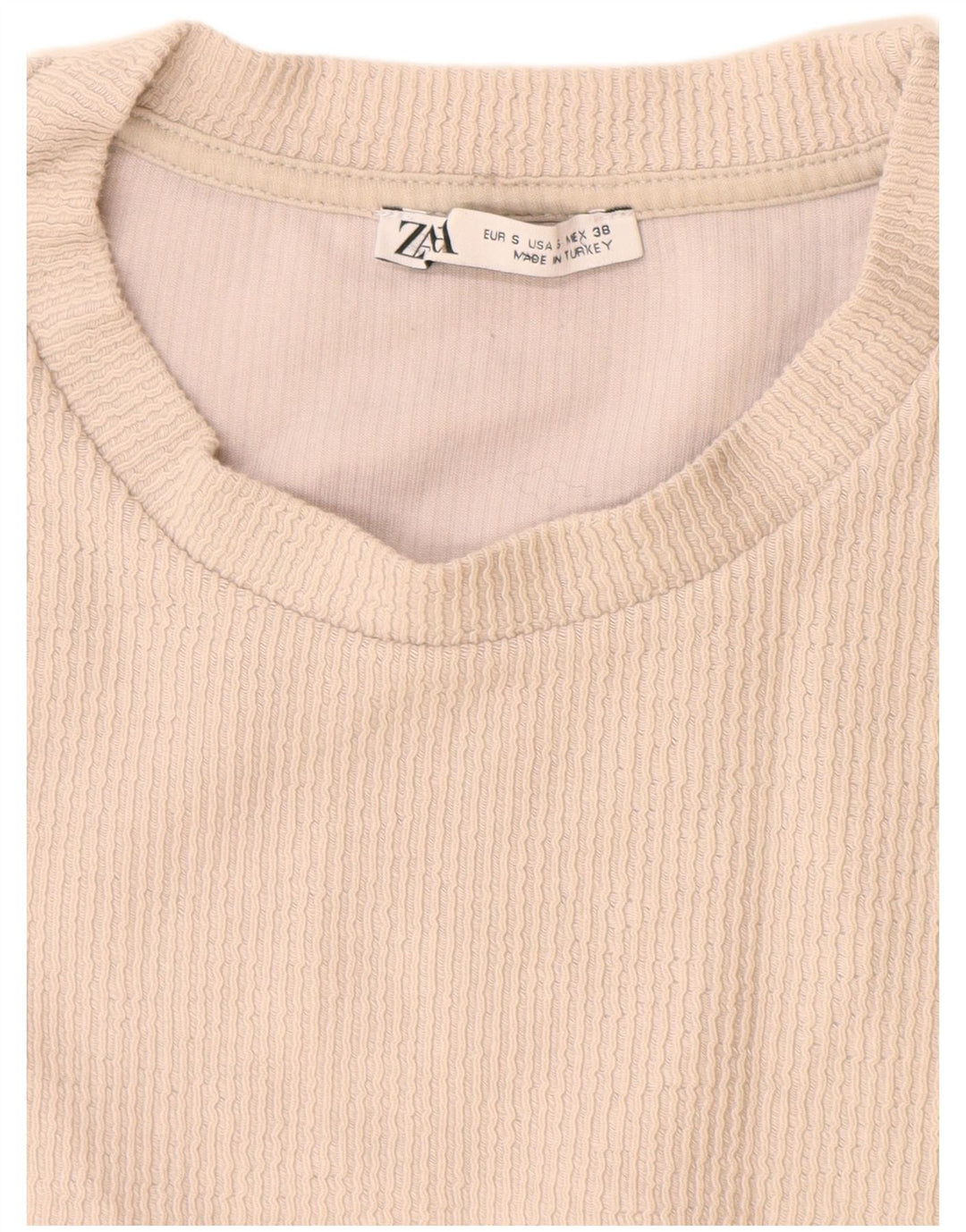 Zara Ανδρικό T-Shirt Top Μικρό μπεζ βαμβακερό