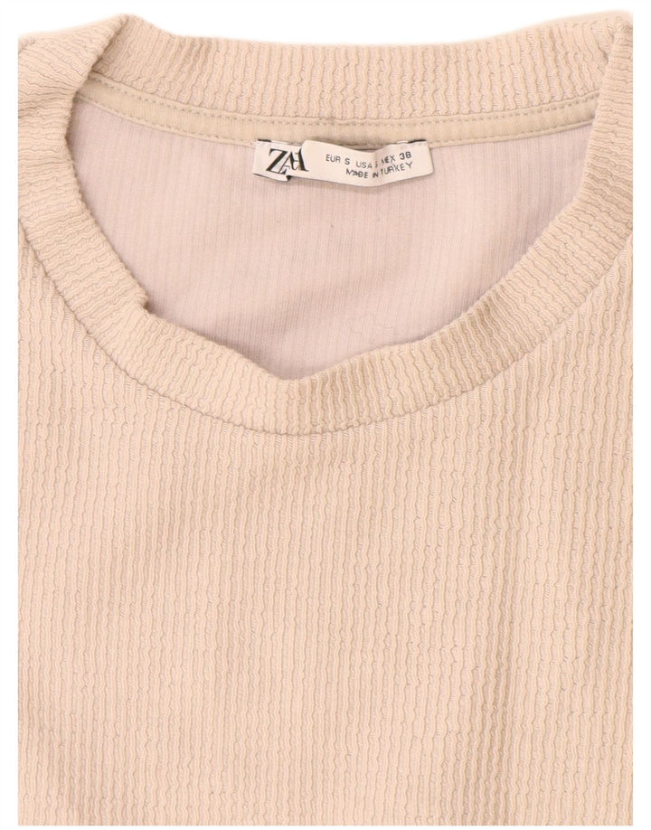 Zara Ανδρικό T-Shirt Top Μικρό μπεζ βαμβακερό