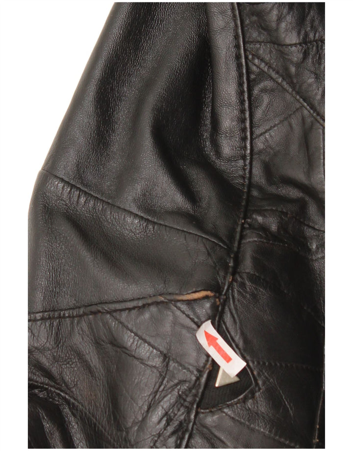 Vintage Γυναικείο Bomber Δερμάτινο Μπουφάν UK 12 Medium Black Leather