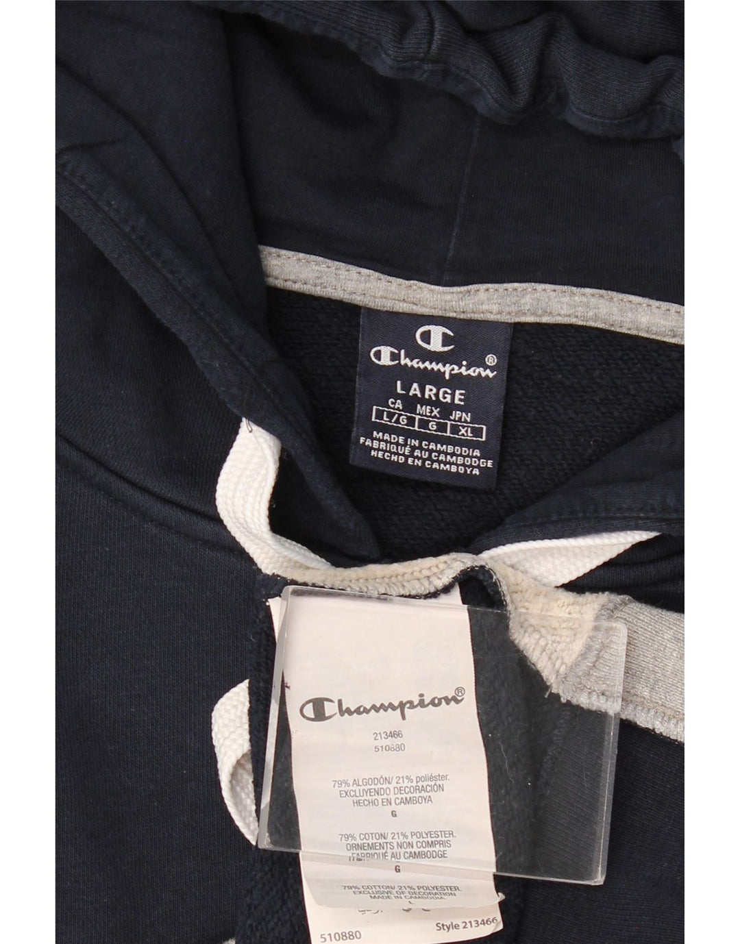 Ανδρικό πουλόβερ με κουκούλα με φερμουάρ Champion μεγάλο μπλε ναυτικό βαμβακερό χρώμα