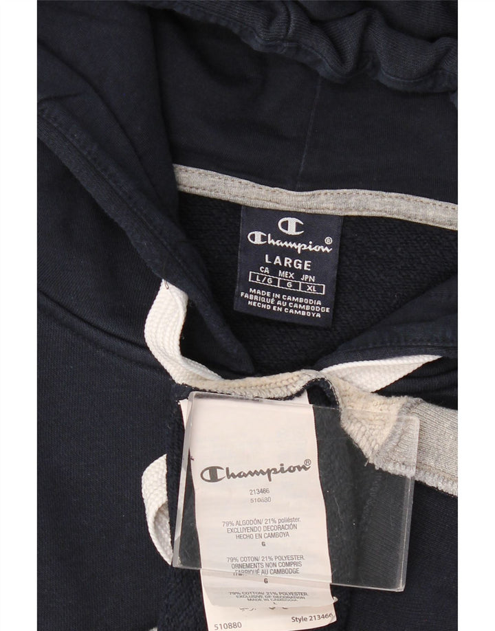 Ανδρικό πουλόβερ με κουκούλα με φερμουάρ Champion μεγάλο μπλε ναυτικό βαμβακερό χρώμα