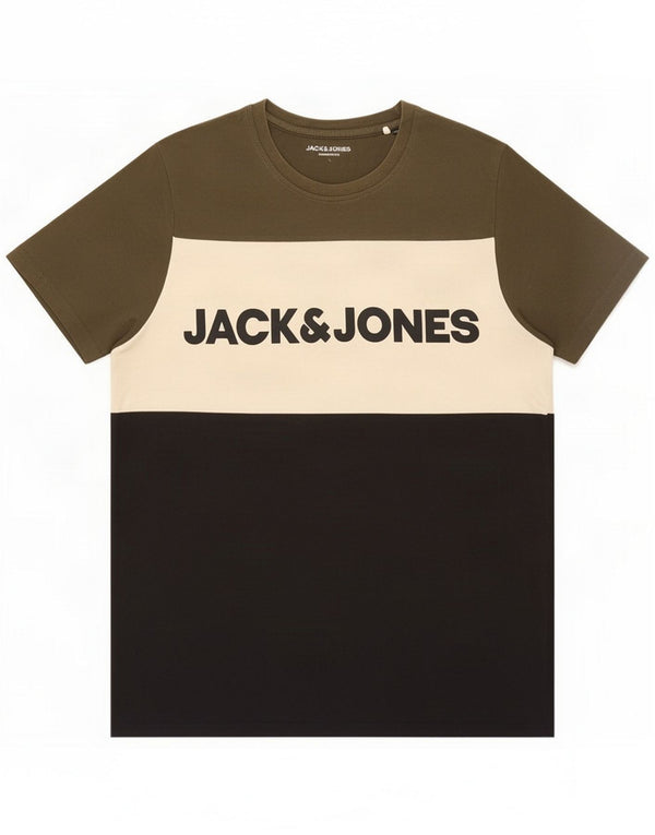 Jack & Jones Mens Graphic T-Shirt Top Large Multicoloured Colourblock