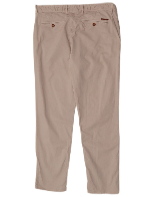 Massimo Dutti Ανδρικό παντελόνι Chino με λεπτή εφαρμογή EU 44 Μεγάλο W34 L28 Μπεζ βαμβακερό