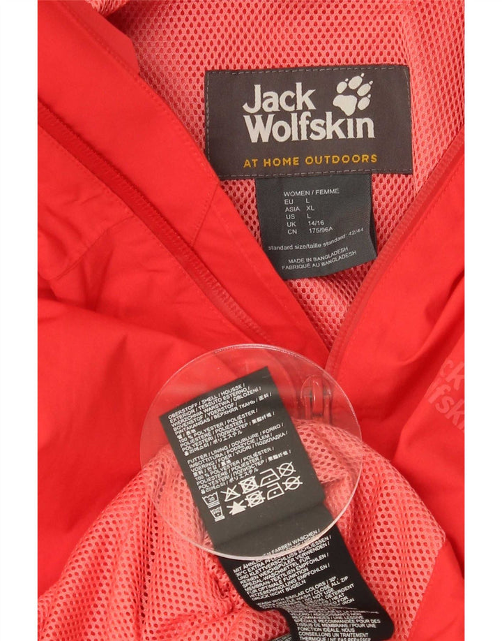 Jack Wolfskin Γυναικείο μπουφάν βροχής με κουκούλα UK 14/16 μεγάλο κόκκινο πολυεστέρα