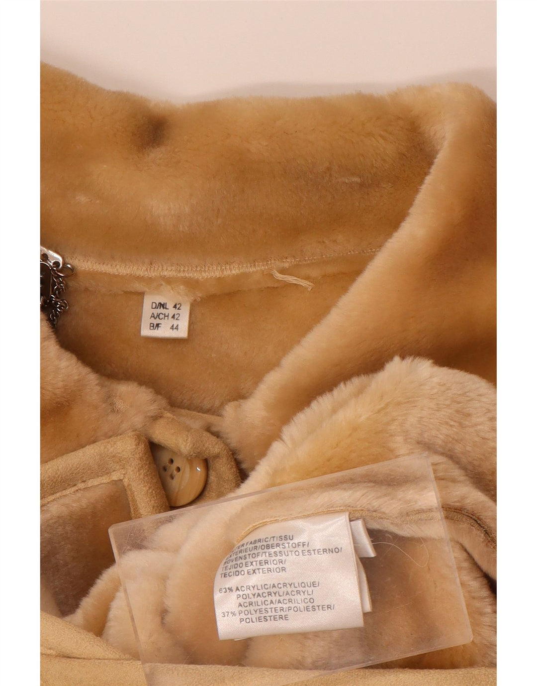 VINTAGE Γυναικείο Μπουφάν Sherpa EU 44 XL Μπεζ Ακρυλικό
