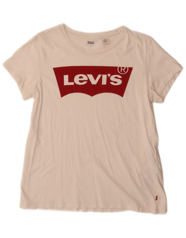 Γυναικείο γραφικό μπλουζάκι Levi's Top UK 10 Small λευκό βαμβακερό