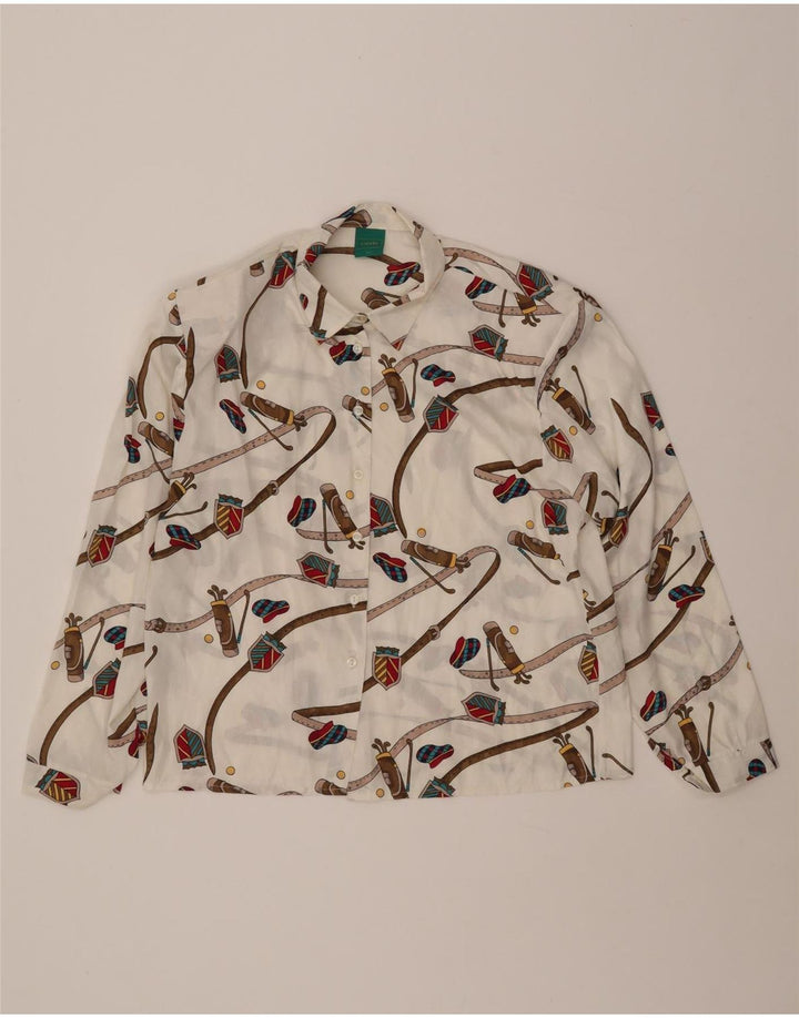 Γυναικείο πουκάμισο CANDA Abstract Pattern Μπλούζα IT 46 Μεγάλο λευκό πολυεστέρα