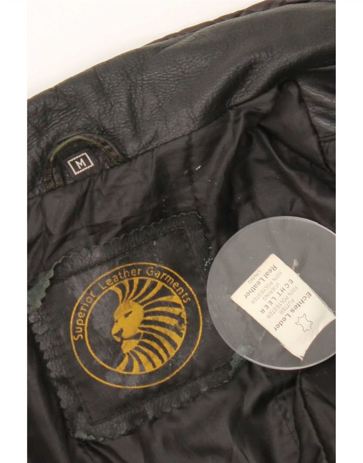 Vintage Γυναικείο Δερμάτινο Μπουφάν UK 14 Medium Μαύρο