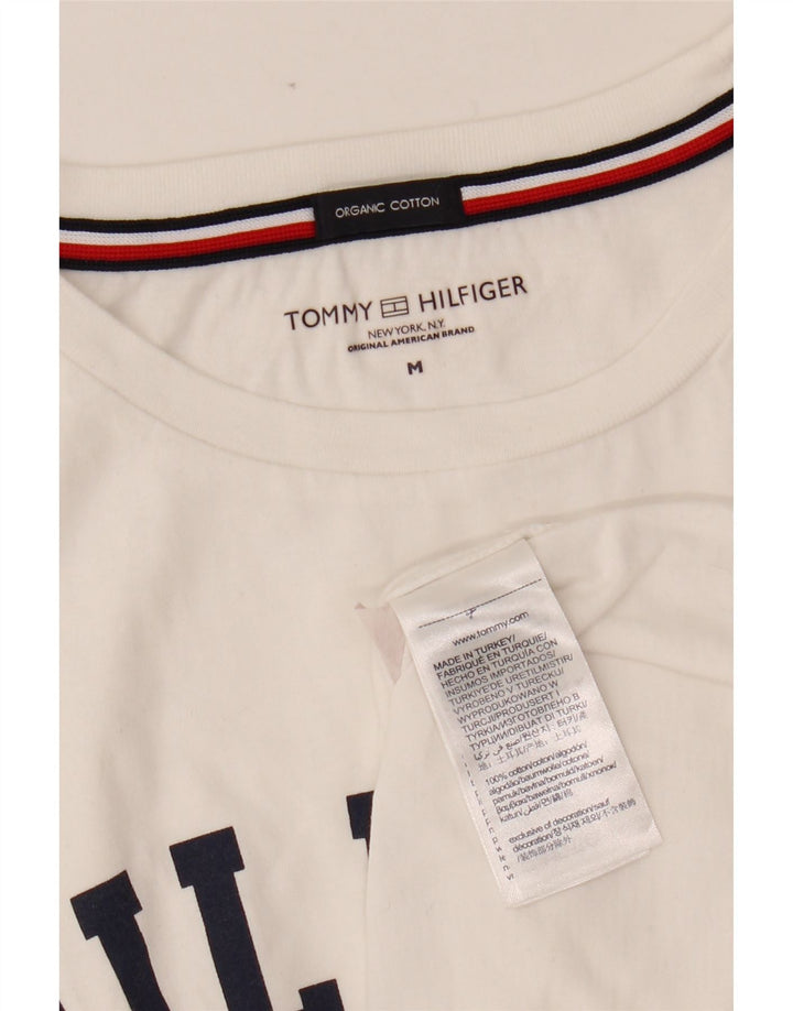 Γυναικείο γραφικό μπλουζάκι TOMMY HILFIGER Top UK 14 μεσαίο λευκό βαμβακερό