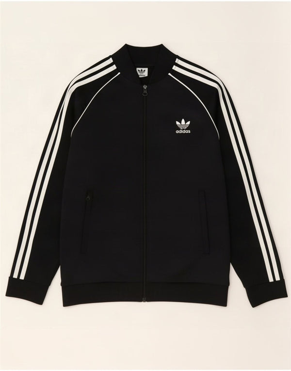 Adidas Boys Tracksuit Top Jacket 13-14 Years Black Polyester