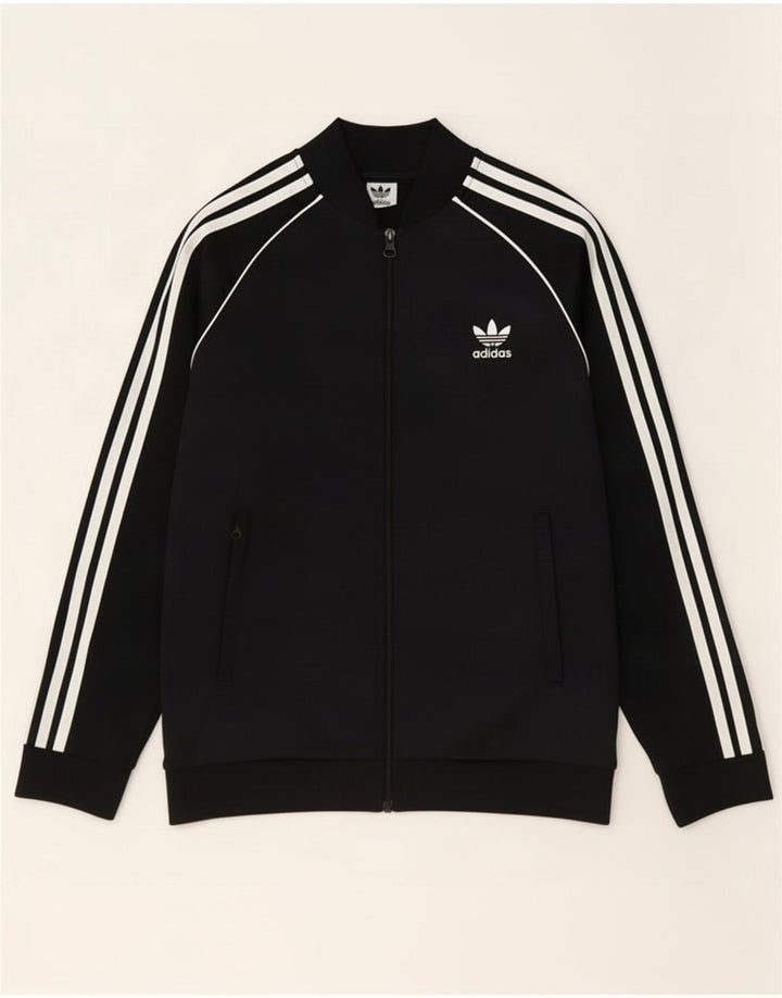 Adidas Boys Tracksuit Top Jacket 13-14 Years Black Polyester