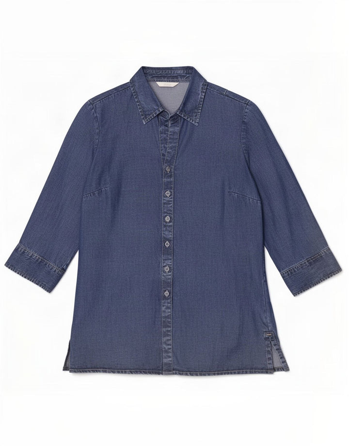 Marks & Spencer Γυναικείο πουκάμισο 3/4 με μανίκια τζιν UK 12 Medium Blue Lyocell
