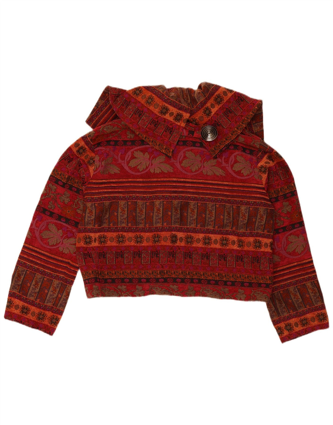 SHE'S CRAZY Γυναικείο Crop Oversized Μπλέιζερ Μπουφάν US 2 XS Μπορντό Floral