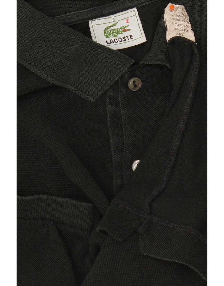 Ανδρικό πουκάμισο πόλο Lacoste Νούμερο 4 Μεσαίο μαύρο βαμβακερό