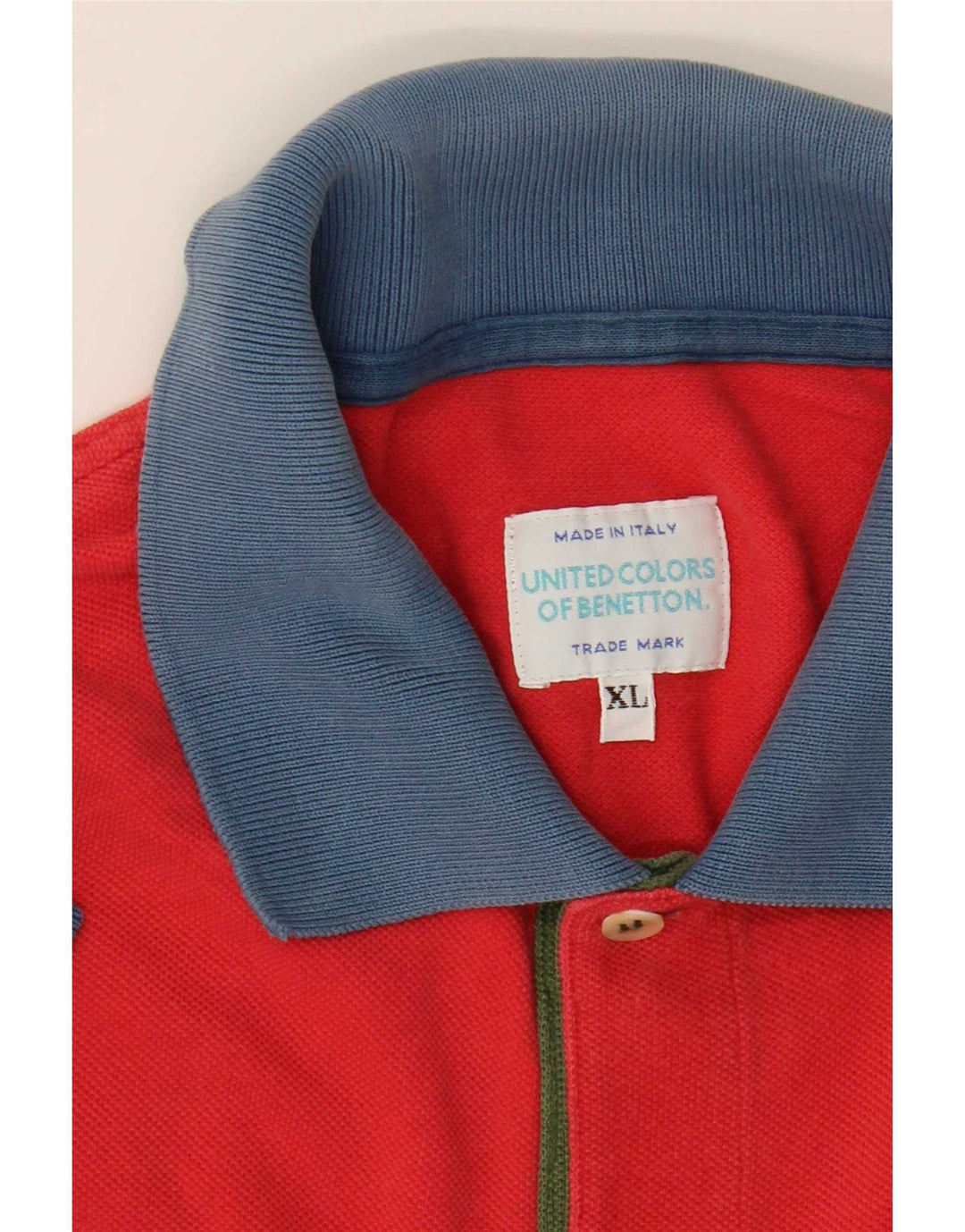 Ανδρικό μπλουζάκι πόλο Benetton XL Red Colourblock