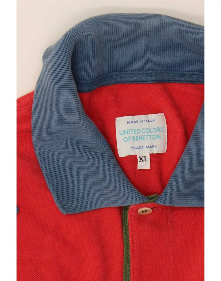 Ανδρικό μπλουζάκι πόλο Benetton XL Red Colourblock