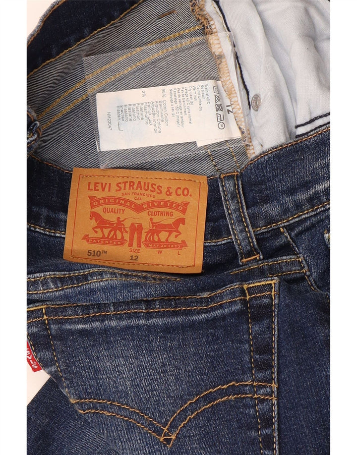 LEVI'S Boys 510 Distressed Skinny Jeans 11-12 ετών W26 L30 Μπλε βαμβακερό