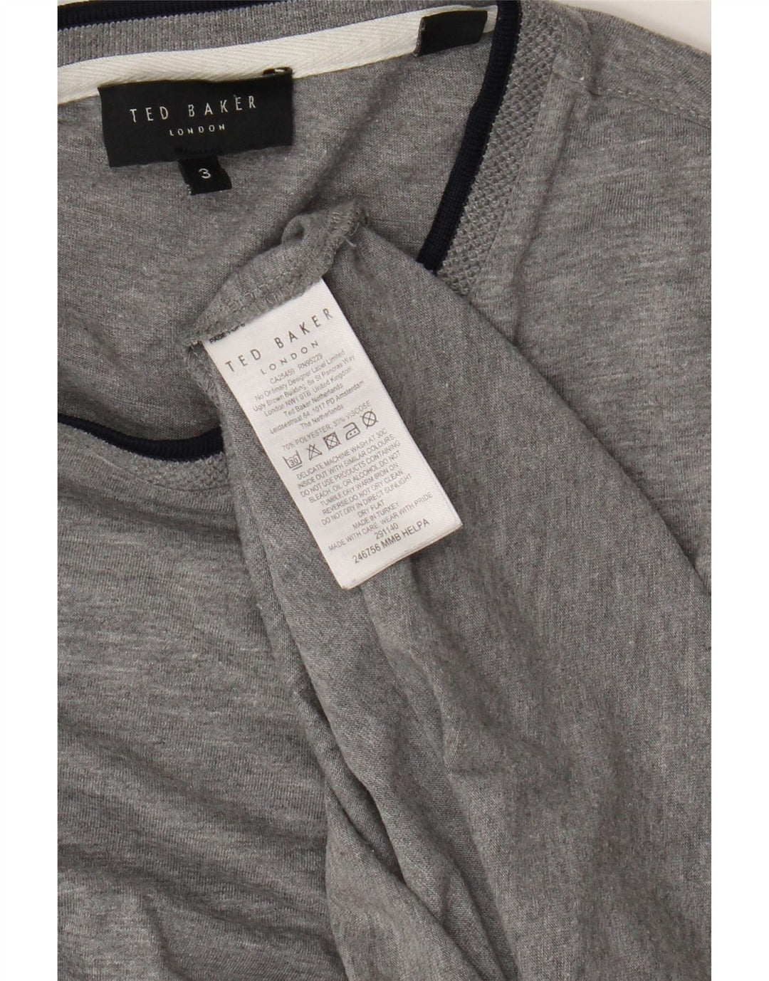 Ανδρικό T-Shirt Ted Baker Top Size 3 Medium Grey Polyester