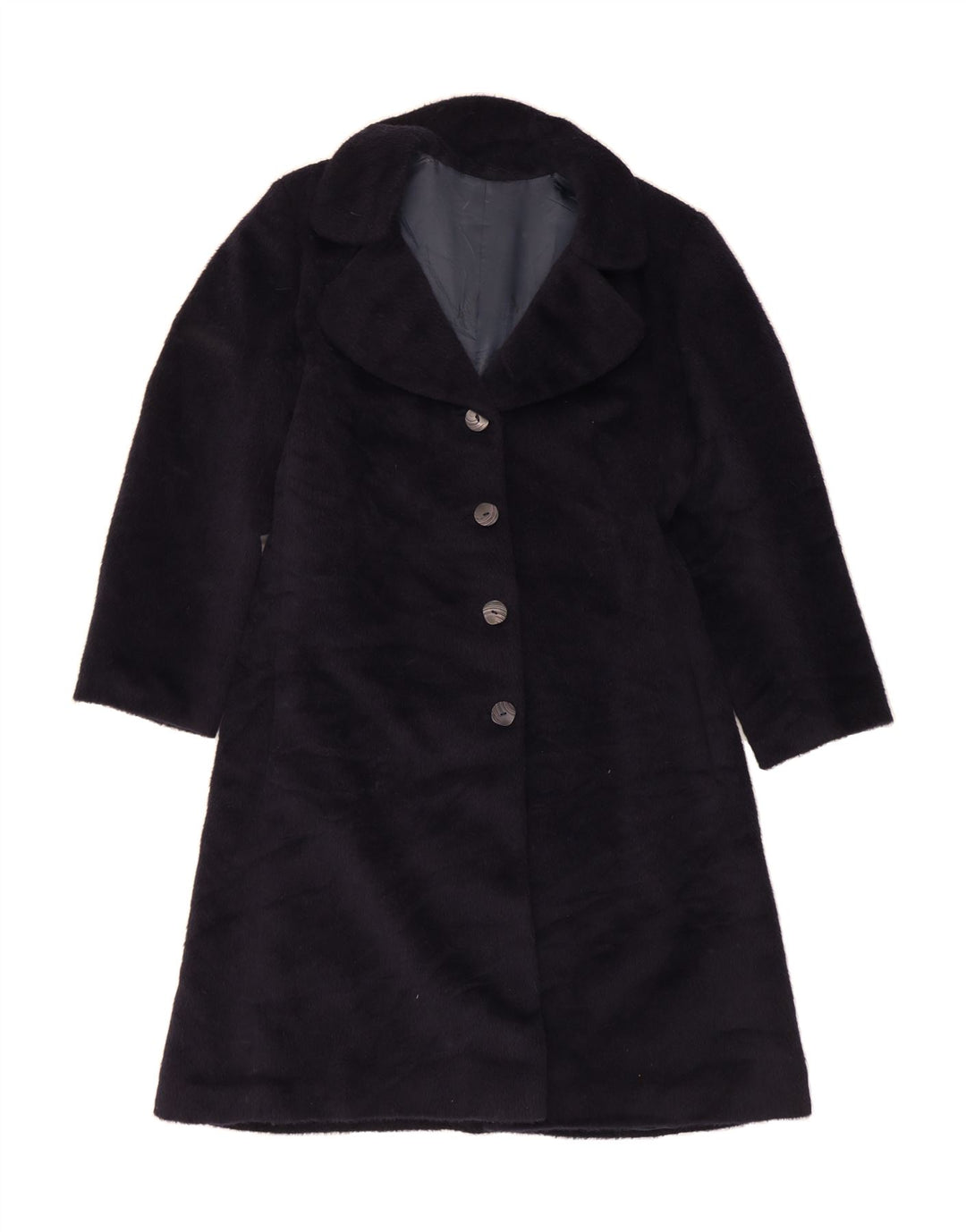 VINTAGE Womens Overcoat UK 14 Large Navy Blue Vintage Vintage and Second-Hand Vintage from Messina Hembry 