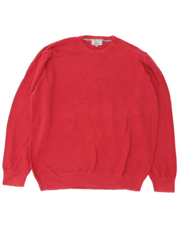 Ανδρικό πουλόβερ Marks & Spencer Regular Fit Crew Neck Jumper 2XL κόκκινο βαμβακερό