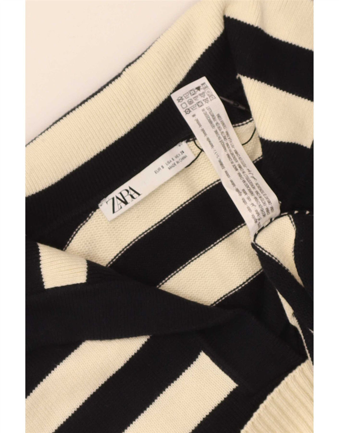 Zara γυναικείο πουλόβερ υπερμεγέθη ρολό λαιμόκοψη UK 10 μικρό μαύρο ριγέ