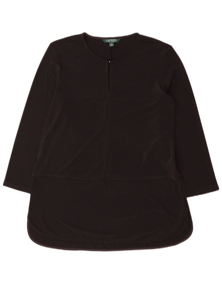 Ralph Lauren Γυναικείο χιτώνιο 3/4 μανίκι τοπ UK 16 μεγάλο μαύρο πολυεστέρα