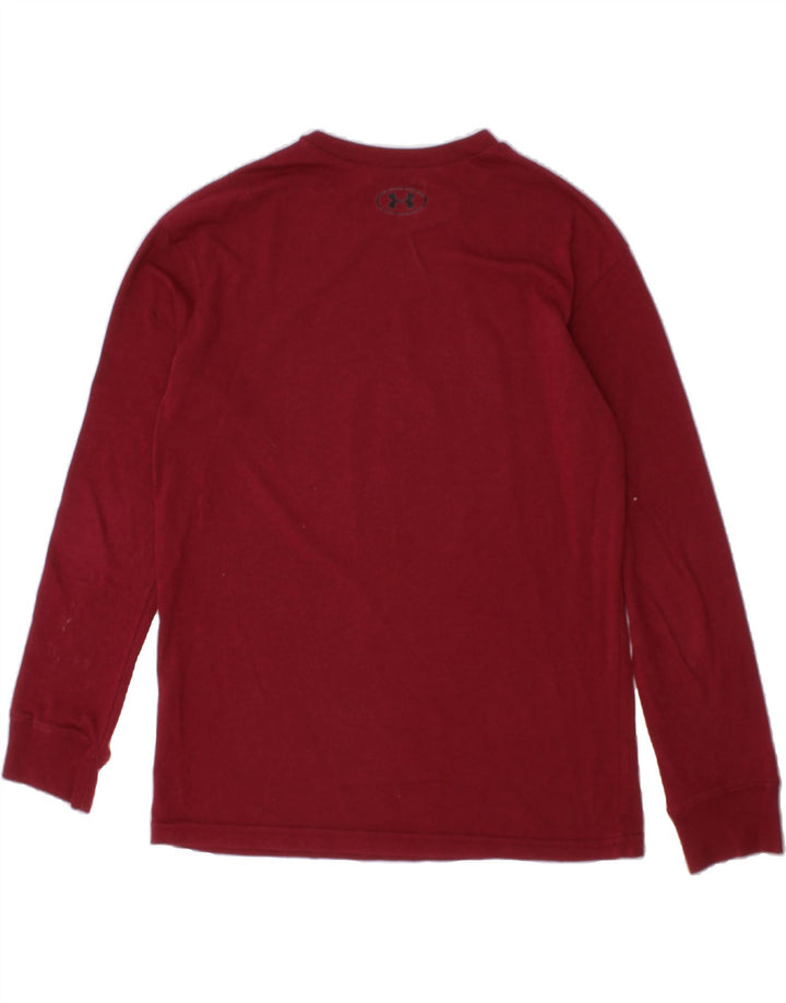 UNDER ARMOUR Boys Graphic Top Long Sleeve 9-10 Years Medium Maroon Vintage Under Armour and Second-Hand Under Armour from Messina Hembry 