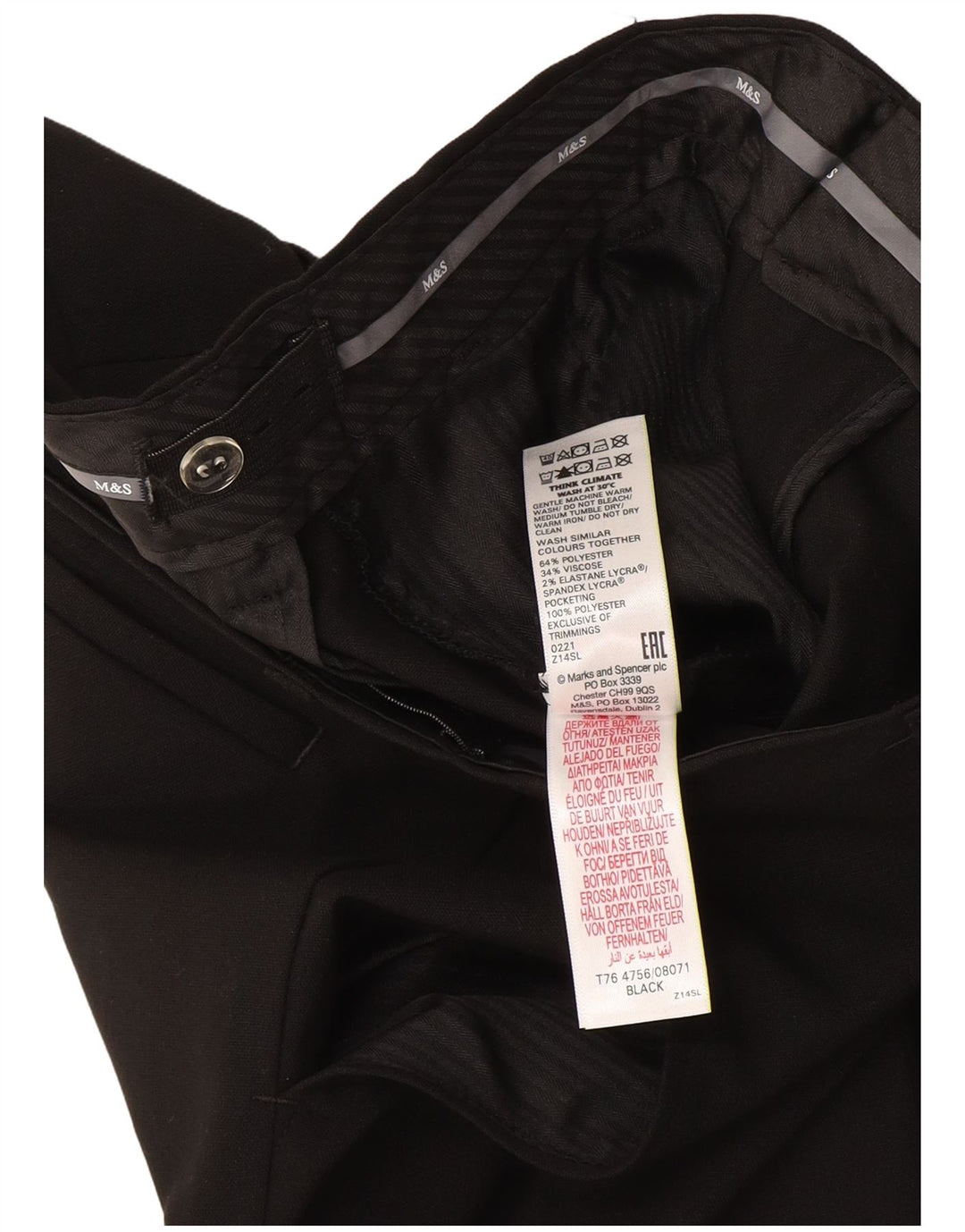 Marks & Spencer Boys Slim Suit Παντελόνι 12-13 ετών W32 L27 Μαύρο πολυεστέρα