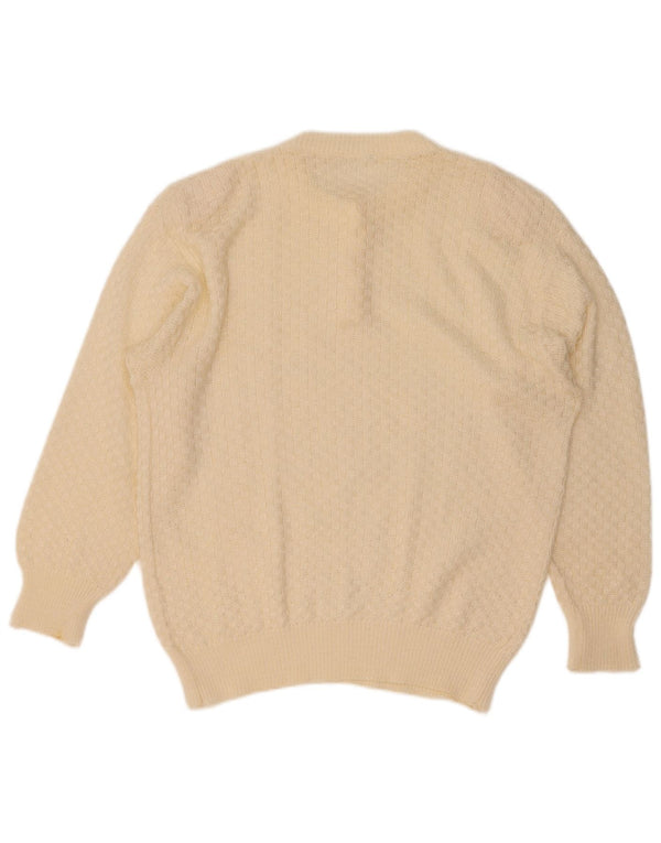 Vintage γυναικείο πουλόβερ με λαιμό με κουμπιά UK 16 Large Off White
