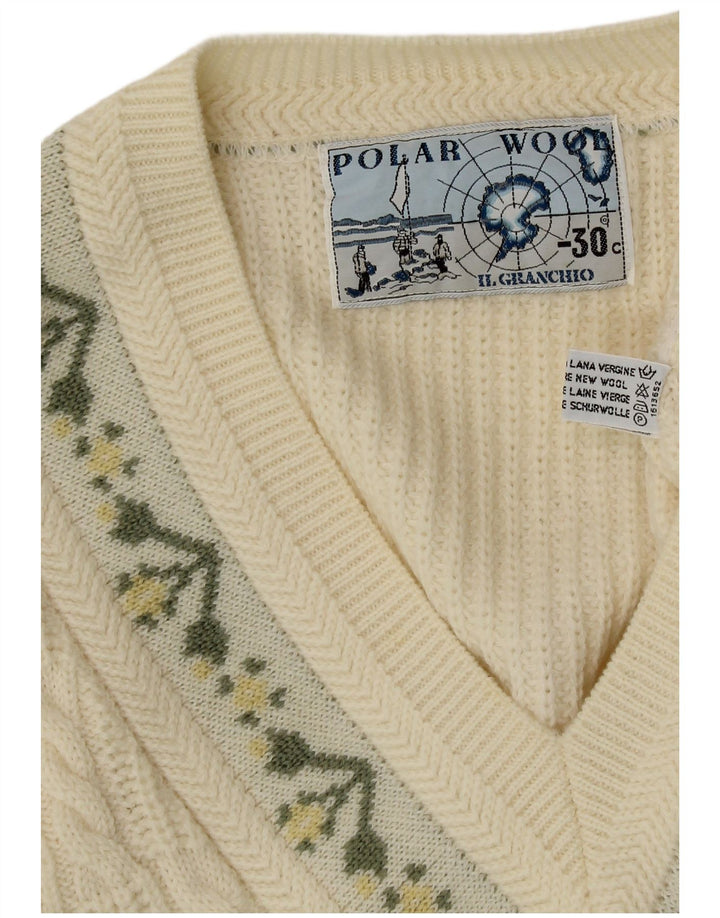 Ανδρικό πουλόβερ Il Granchio με V λαιμόκοψη XL Off White Floral Νέο μαλλί