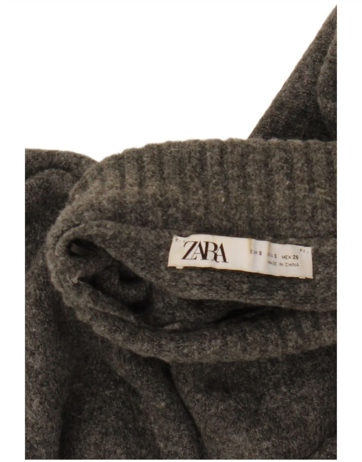 Zara γυναικείο πουλόβερ με λαιμόκοψη μεγάλου μεγέθους χελώνας UK 10 Small Grey