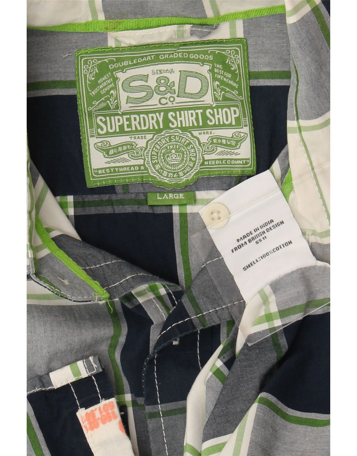 Ανδρικό κοντομάνικο πουκάμισο Superdry μεγάλο μπλε ναυτικό βαμβακερό