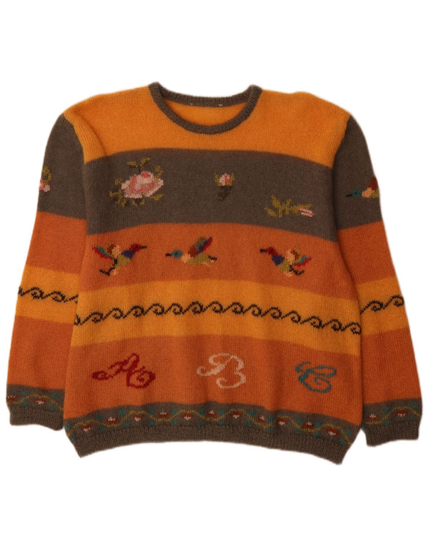 Vintage γυναικείο πουλόβερ με λαιμόκοψη UK 18 XL πορτοκαλί καινοτομία