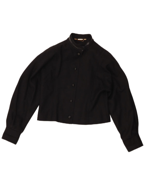 Vintage γυναικείο Crop Bomber Jacket UK 12 Medium Black Wool