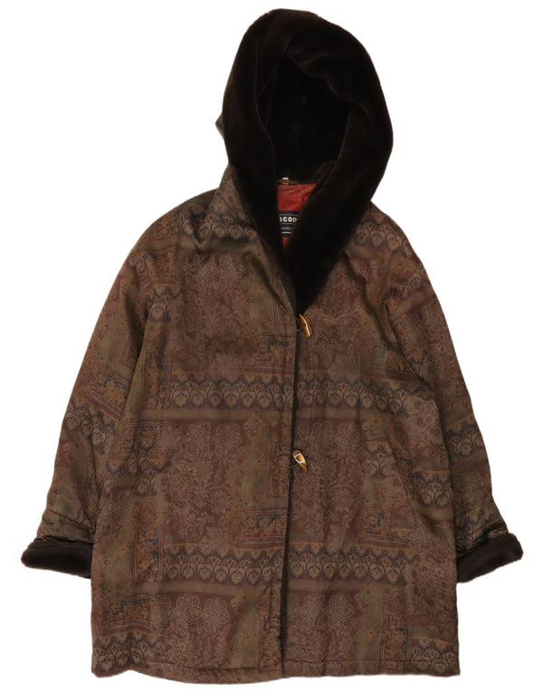 Incom Γυναικείο παλτό Duffle με κουκούλα EU 46 XL Καφέ Floral