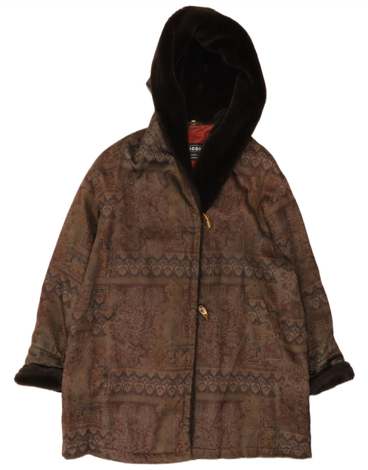 Incom Γυναικείο παλτό Duffle με κουκούλα EU 46 XL Καφέ Floral