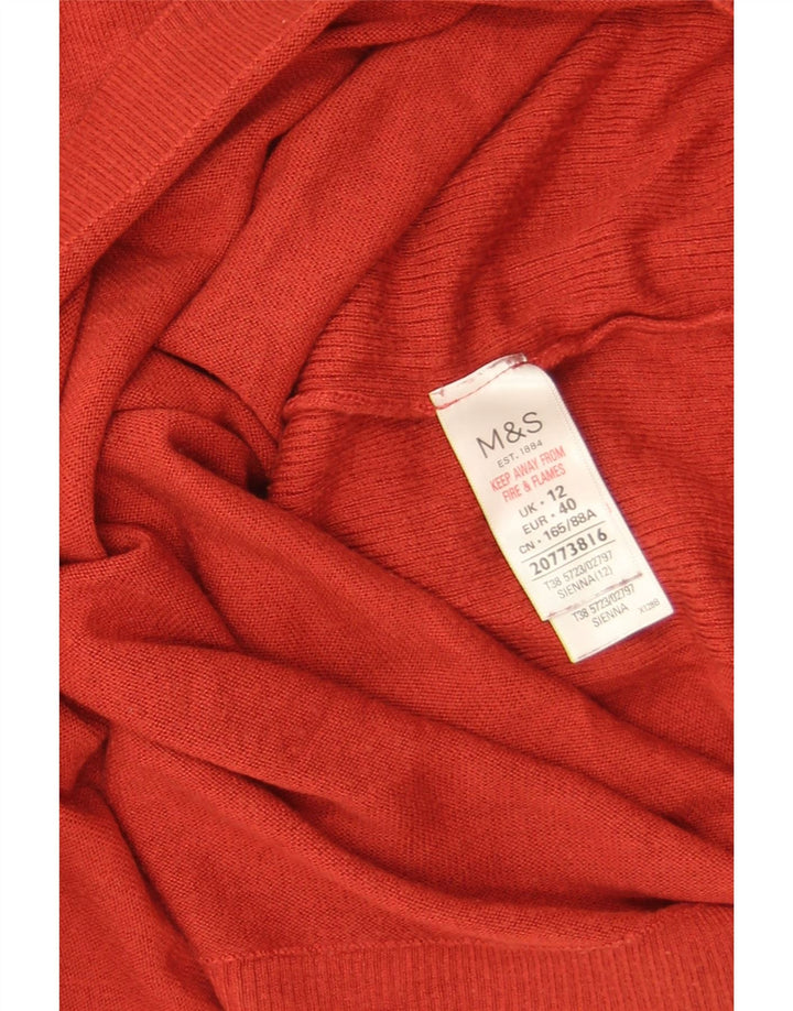 Marks & Spencer Γυναικείο πουλόβερ Crop Crew Neck Jumper UK 12 Medium Red