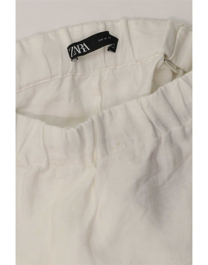 Zara Γυναικείο ίσιο κομμένο παντελόνι Medium W28 L24 Λευκό