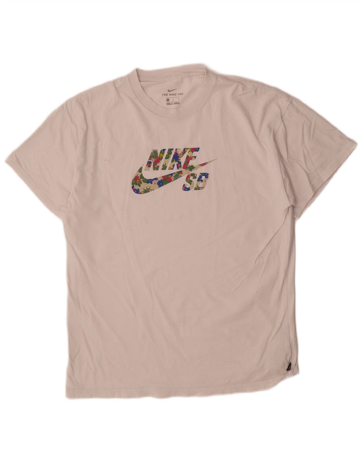 Ανδρικό γραφικό μπλουζάκι Nike, μεσαίο λευκό βαμβακερό