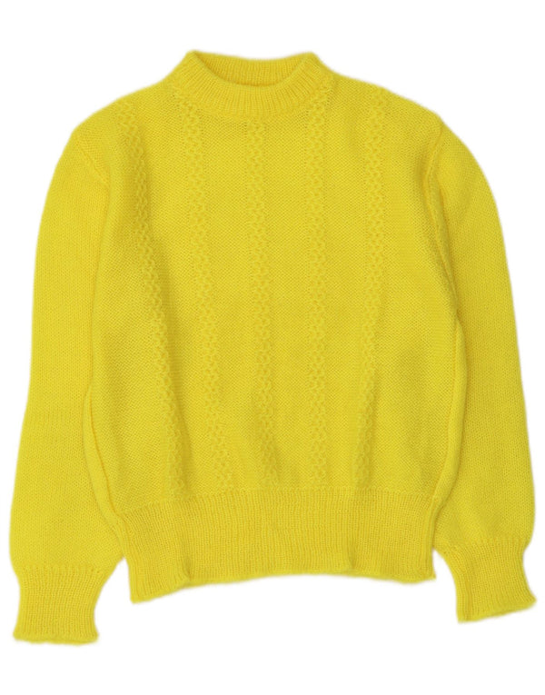 Vintage γυναικείο πουλόβερ Crop Crew Neck Jumper UK 12 Medium Yellow