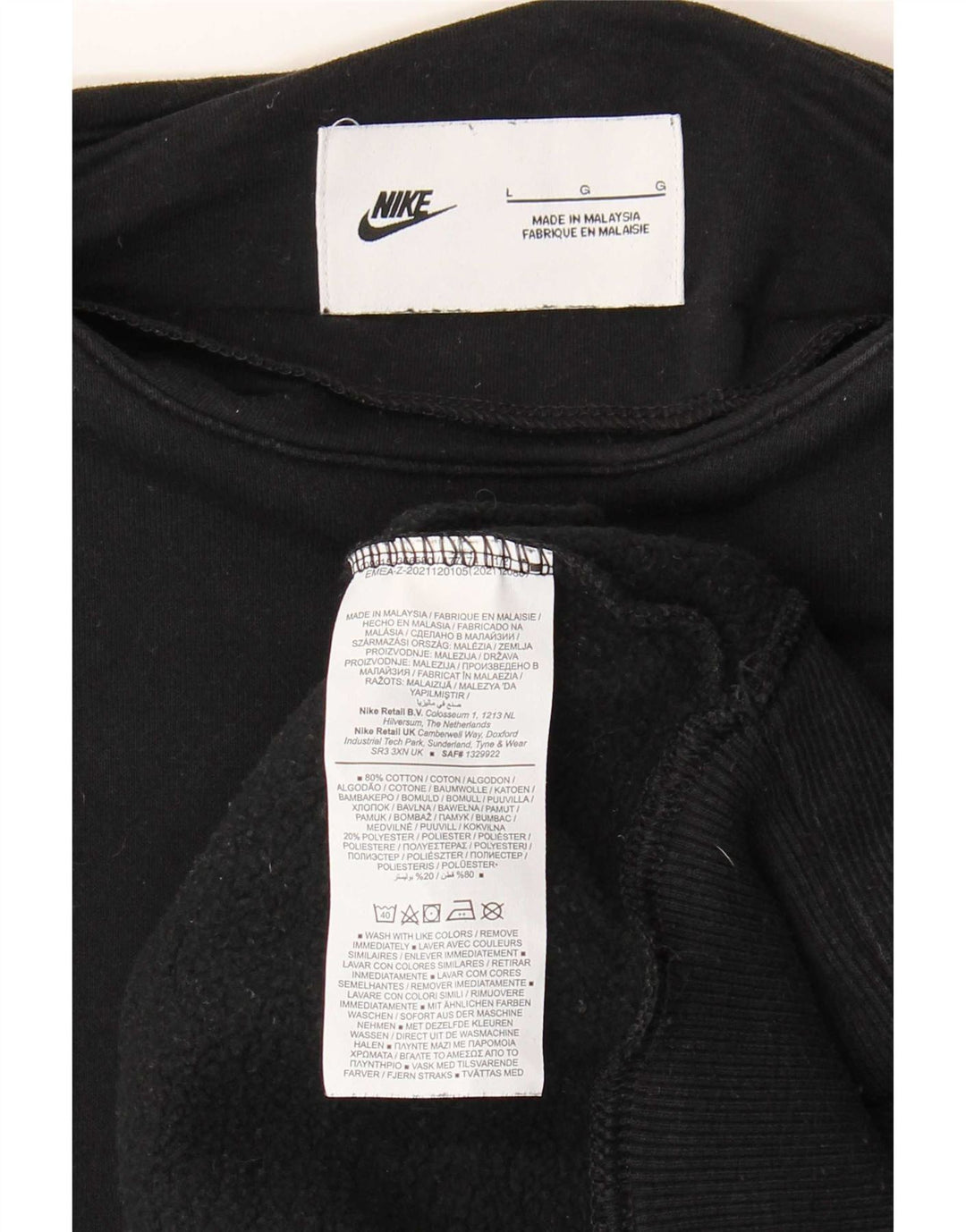 Γυναικείο φούτερ μεγάλου μεγέθους Nike Jumper UK 16 μεγάλο μαύρο βαμβακερό