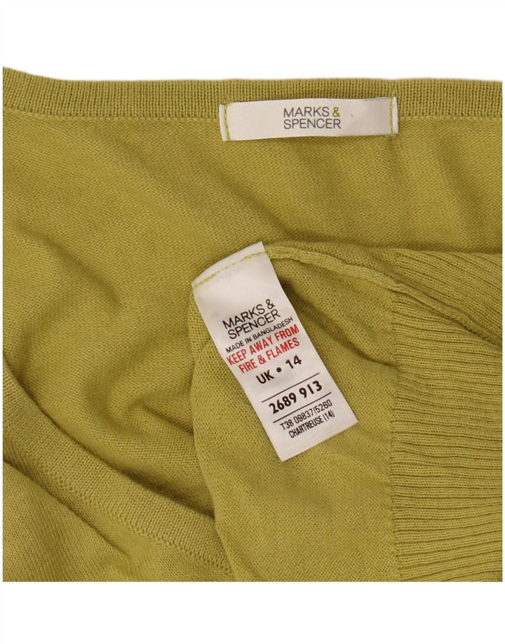 Marks & Spencer Γυναικείο πουλόβερ με κοντό μανίκι ζακέτα UK 14 μεσαίο κίτρινο
