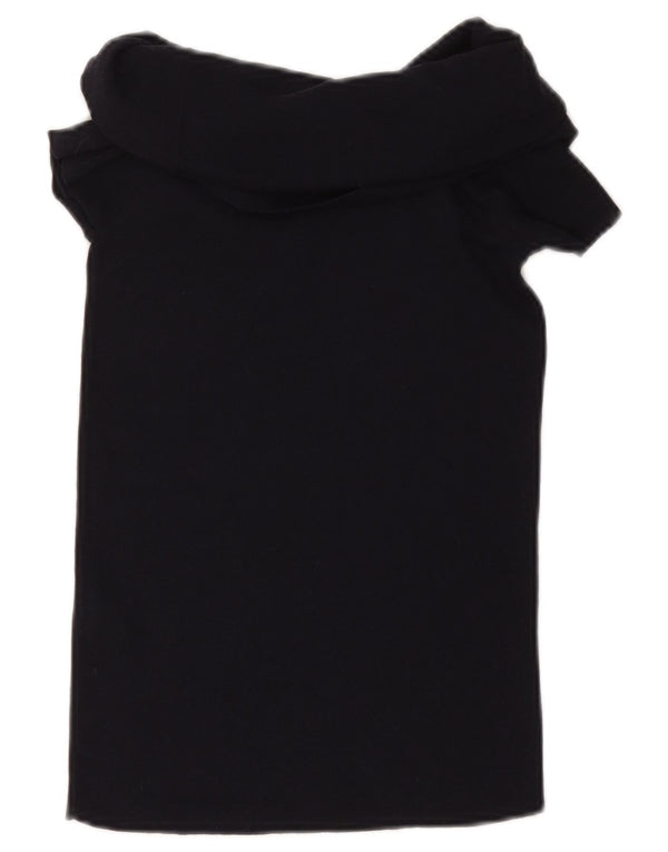 ZARA Γυναικεία Crop Μπλούζα Τοπ UK 12 Medium Black Viscose