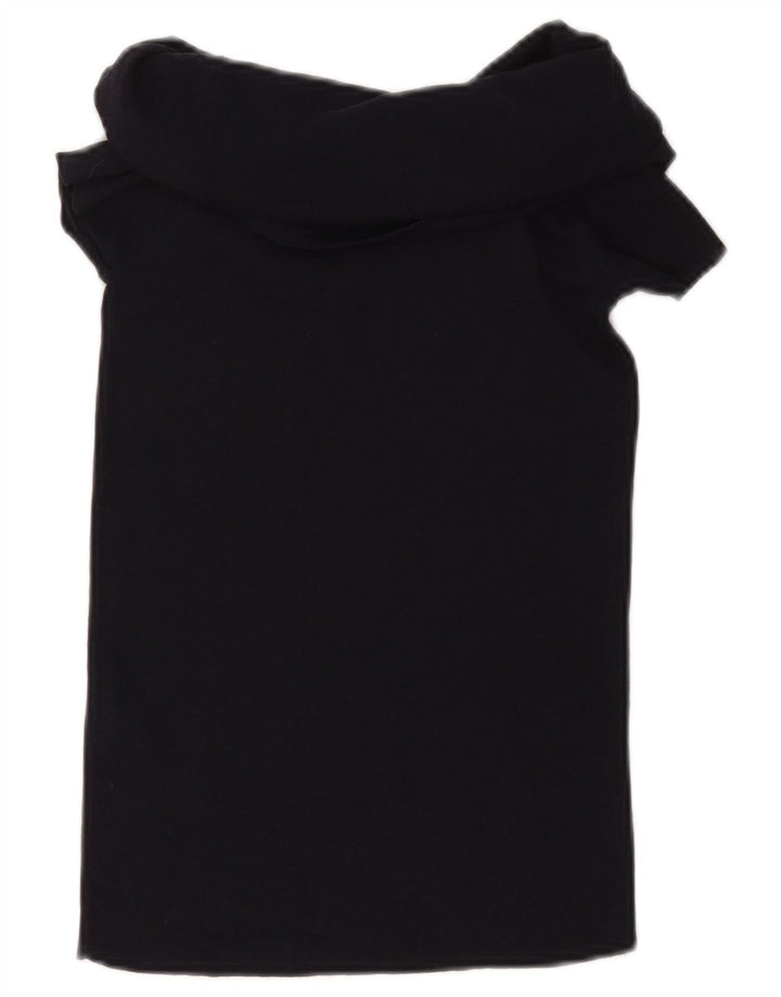 ZARA Γυναικεία Crop Μπλούζα Τοπ UK 12 Medium Black Viscose