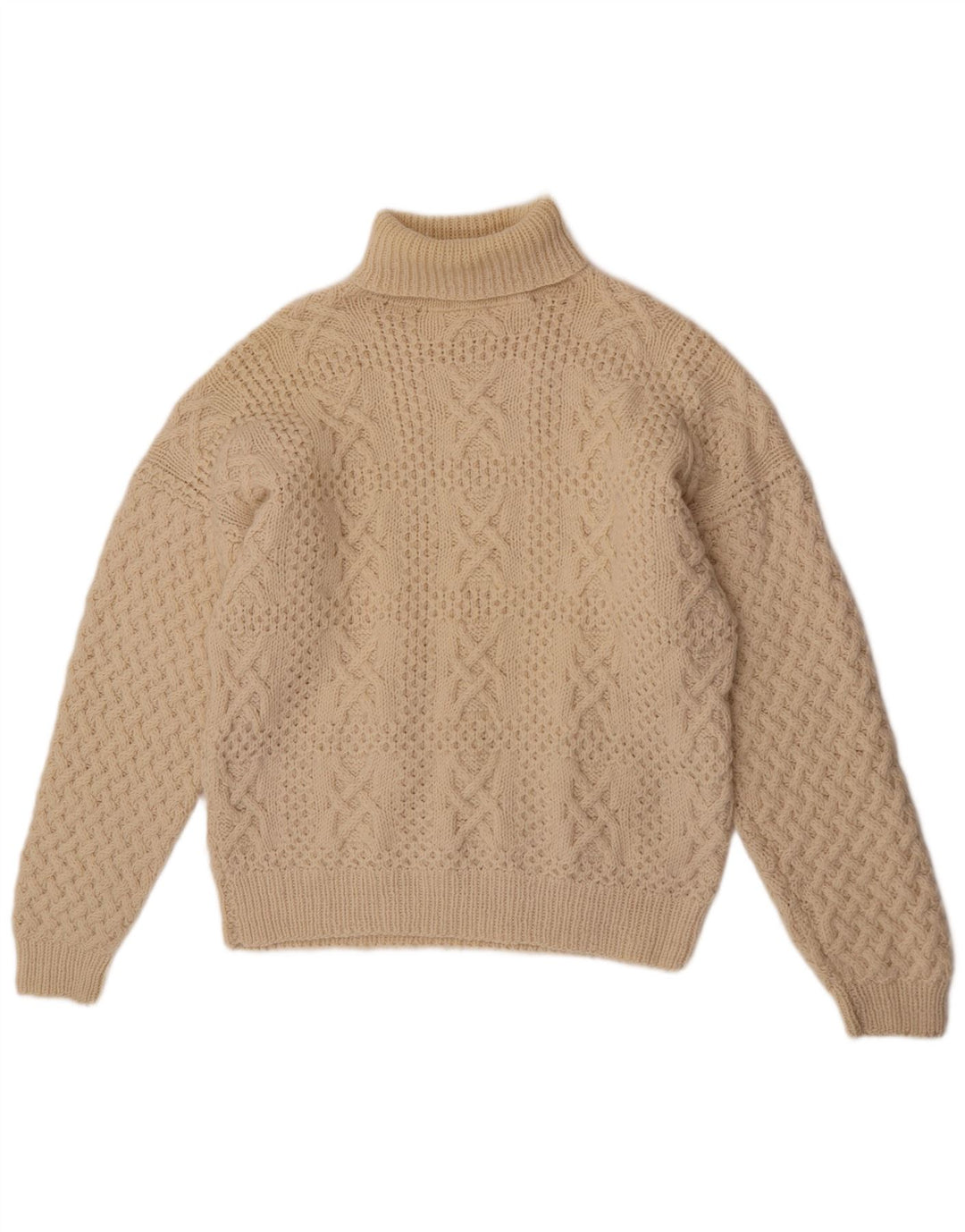 Vintage ανδρικό πουλόβερ με ρολό λαιμόκοψη XL Off White