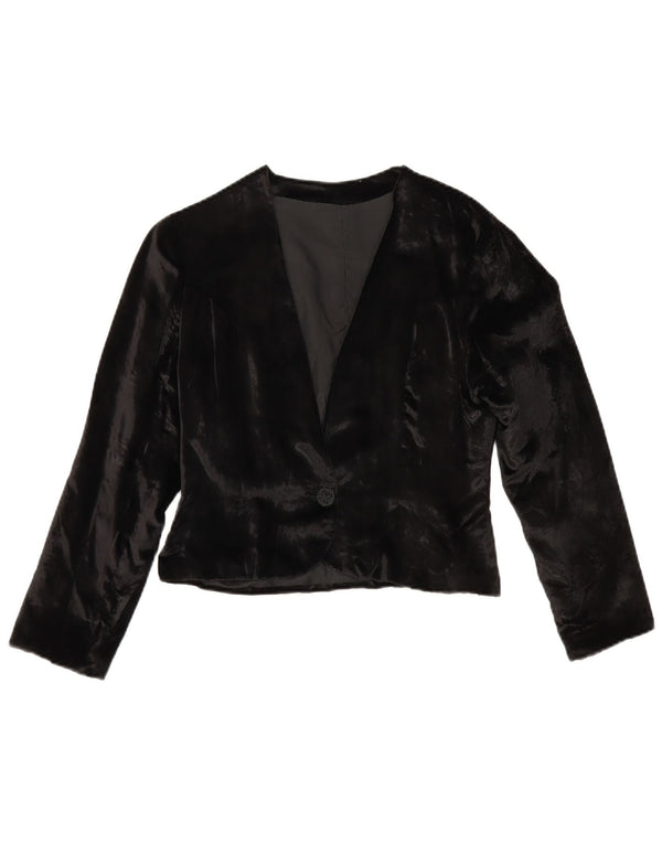 Vintage Γυναικείο Velvet Bolero Jacket UK 10 Small Black
