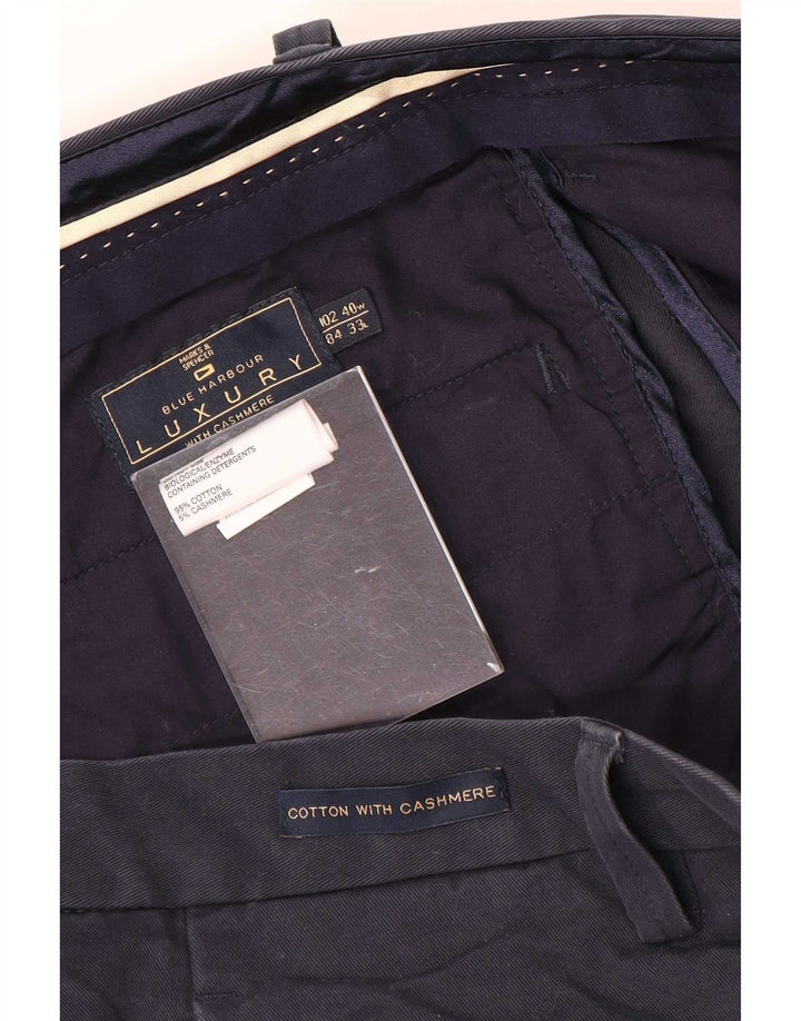 Marks & Spencer Ανδρικό Μπλε Harbour ίσιο παντελόνι W40 L33 Navy