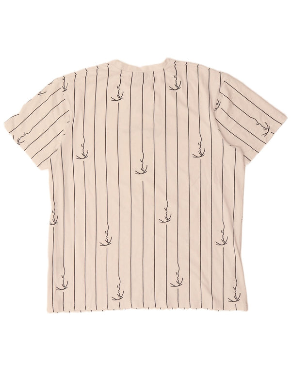 Karl Kani Ανδρικό γραφικό T-Shirt Top 2XL Λευκό ριγέ βαμβακερό